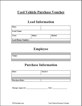 Auto – Used Vehicle Purchase Voucher – Employee Auto - Used Vehicle Purchase Voucher - Employee
